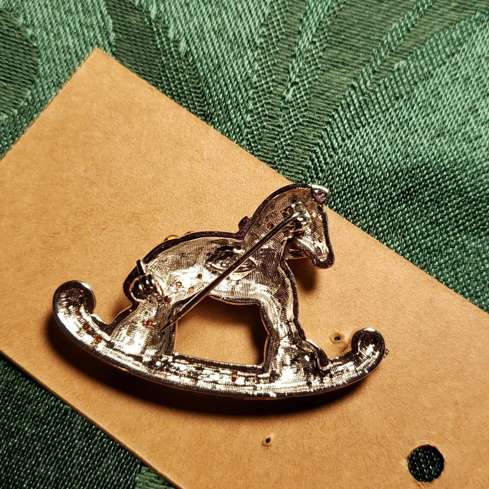 Brooch Rhinestone Rocking Horse - Picture 4 of 6